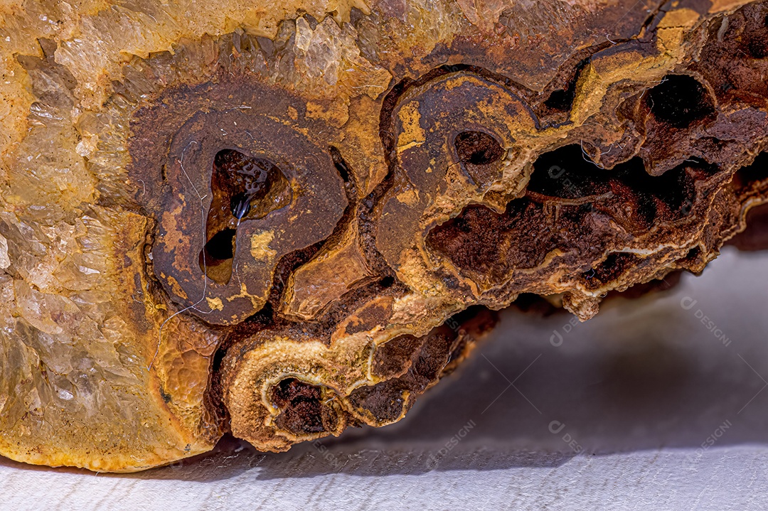 Detalhes de um fragmento de um geodo de cristal de quartzo