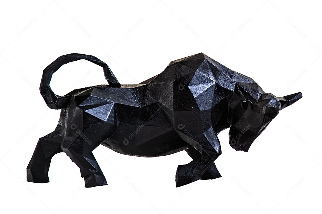 Touro preto sobre fundo branco