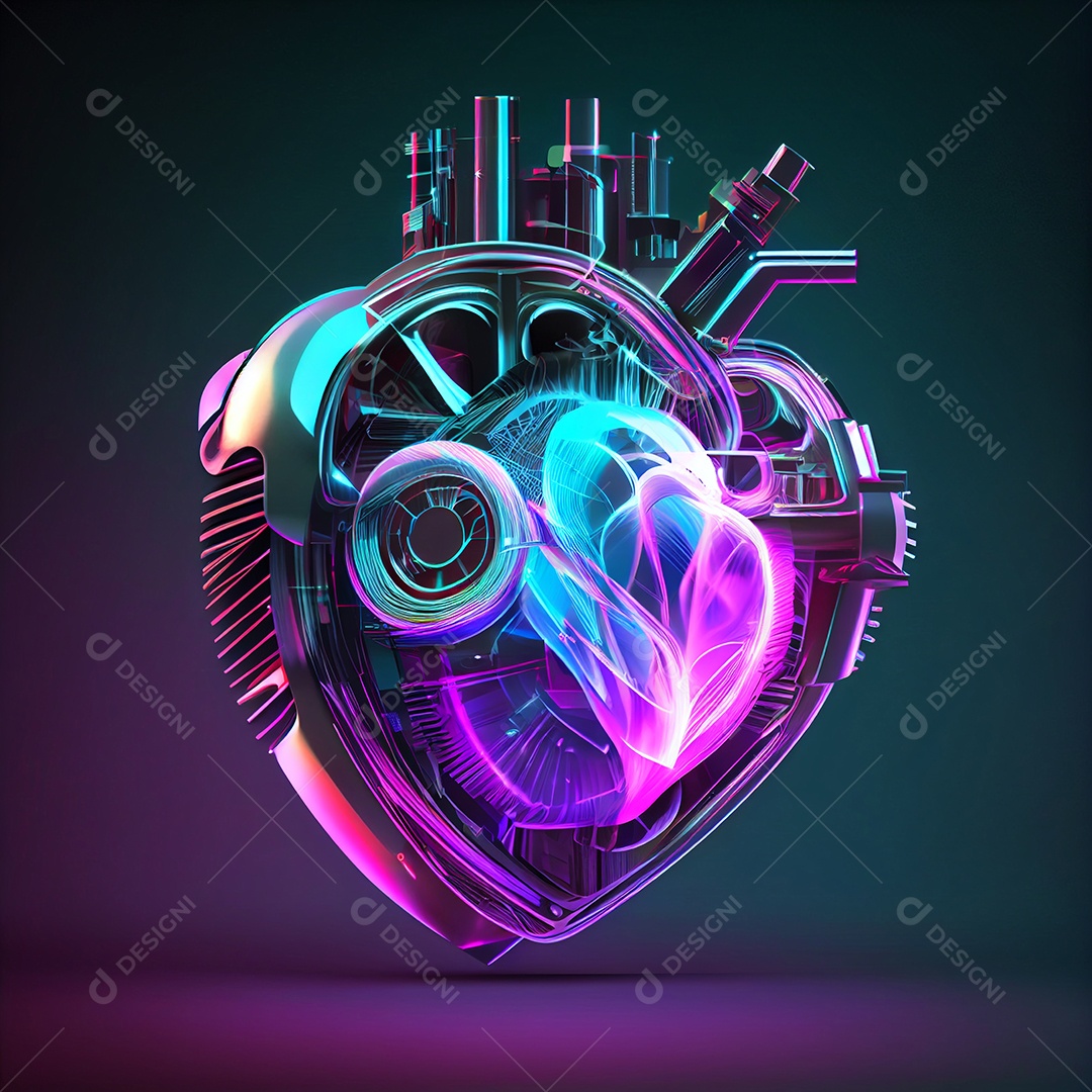 Coração tecnológico colorido