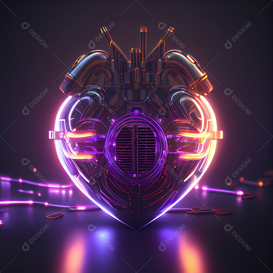 Coração tecnológico colorido
