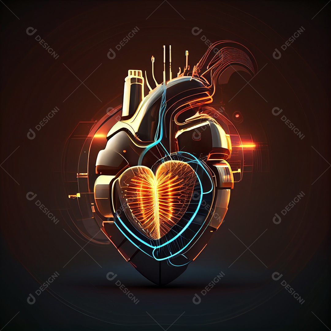 Coração tecnológico colorido