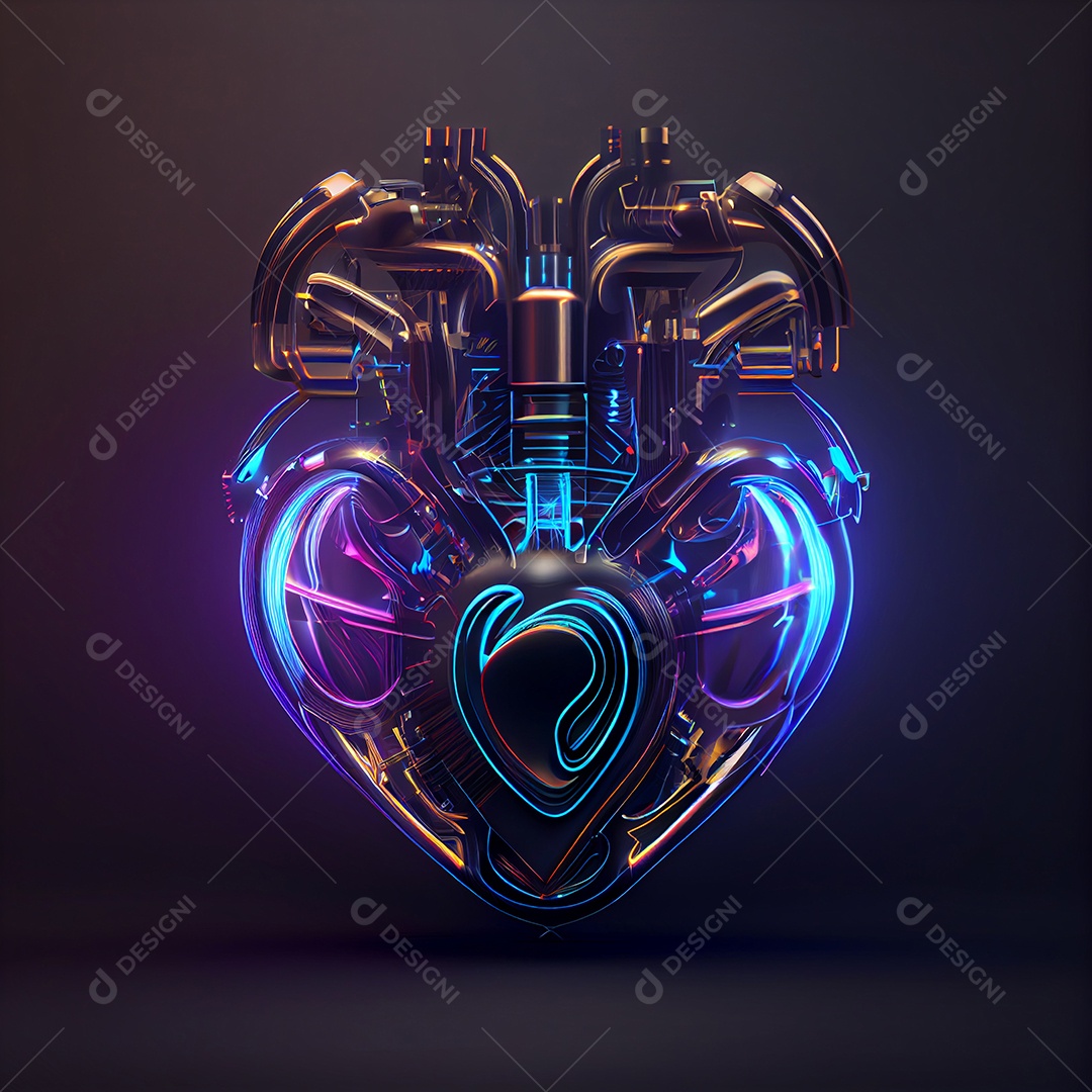Coração tecnológico colorido