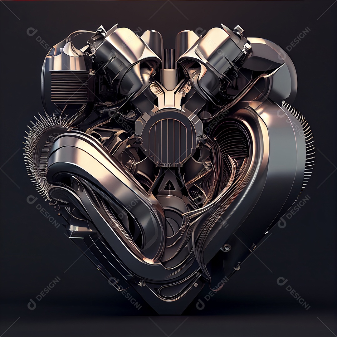 Coração tecnológico colorido