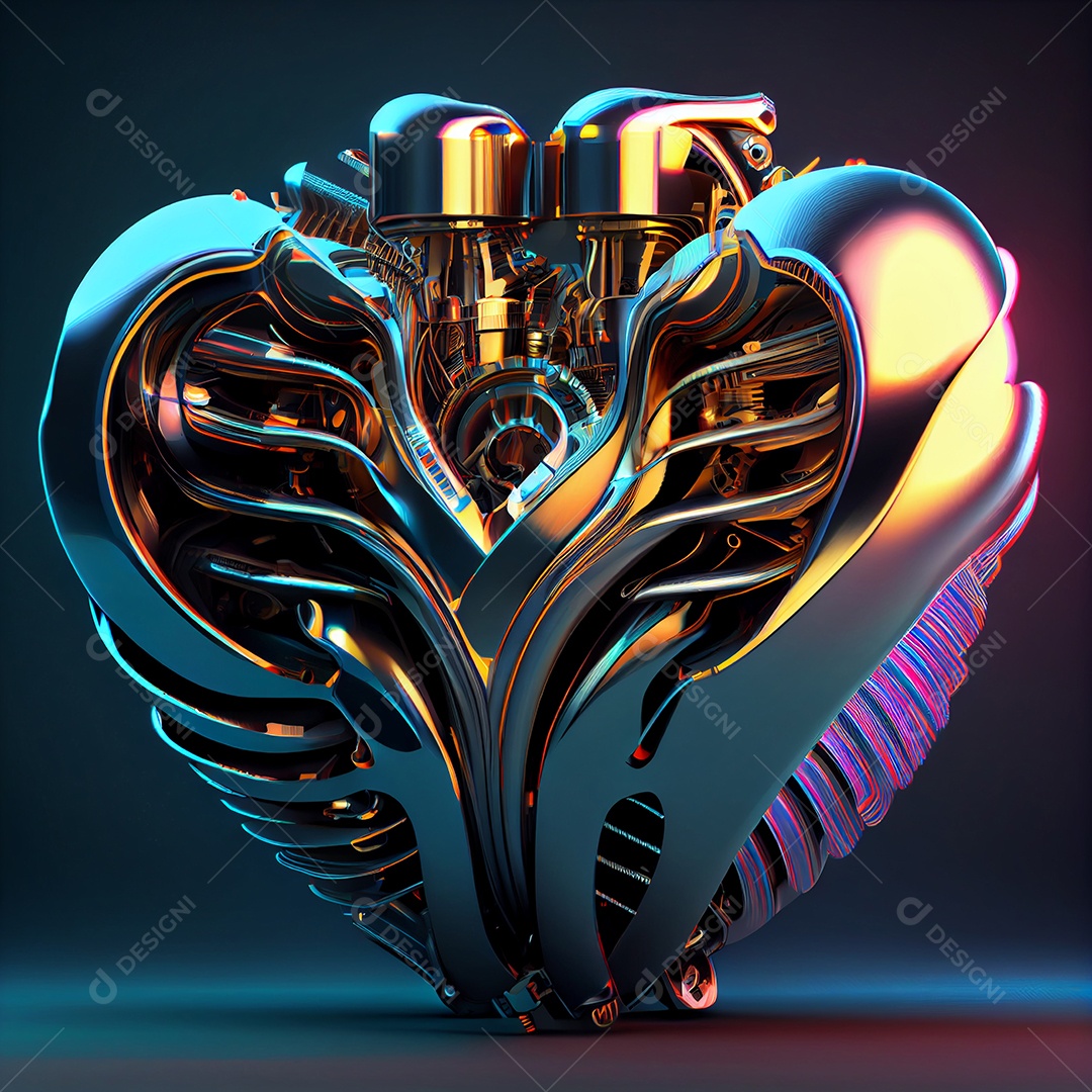 Coração tecnológico colorido