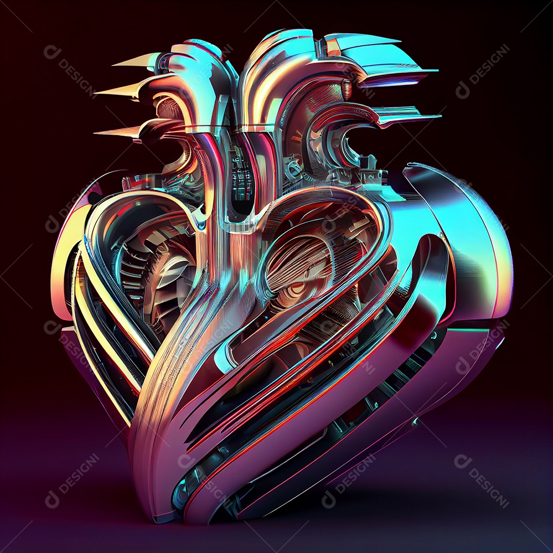 Coração tecnológico colorido