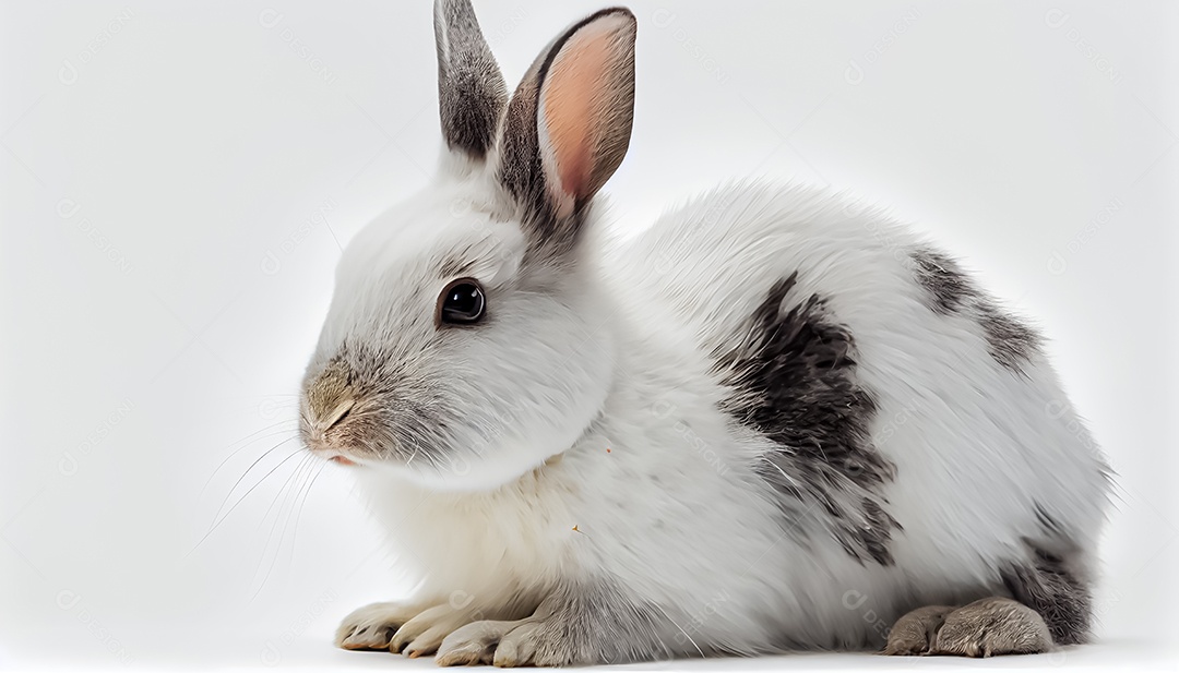 Coelho com fundo branco feliz páscoa