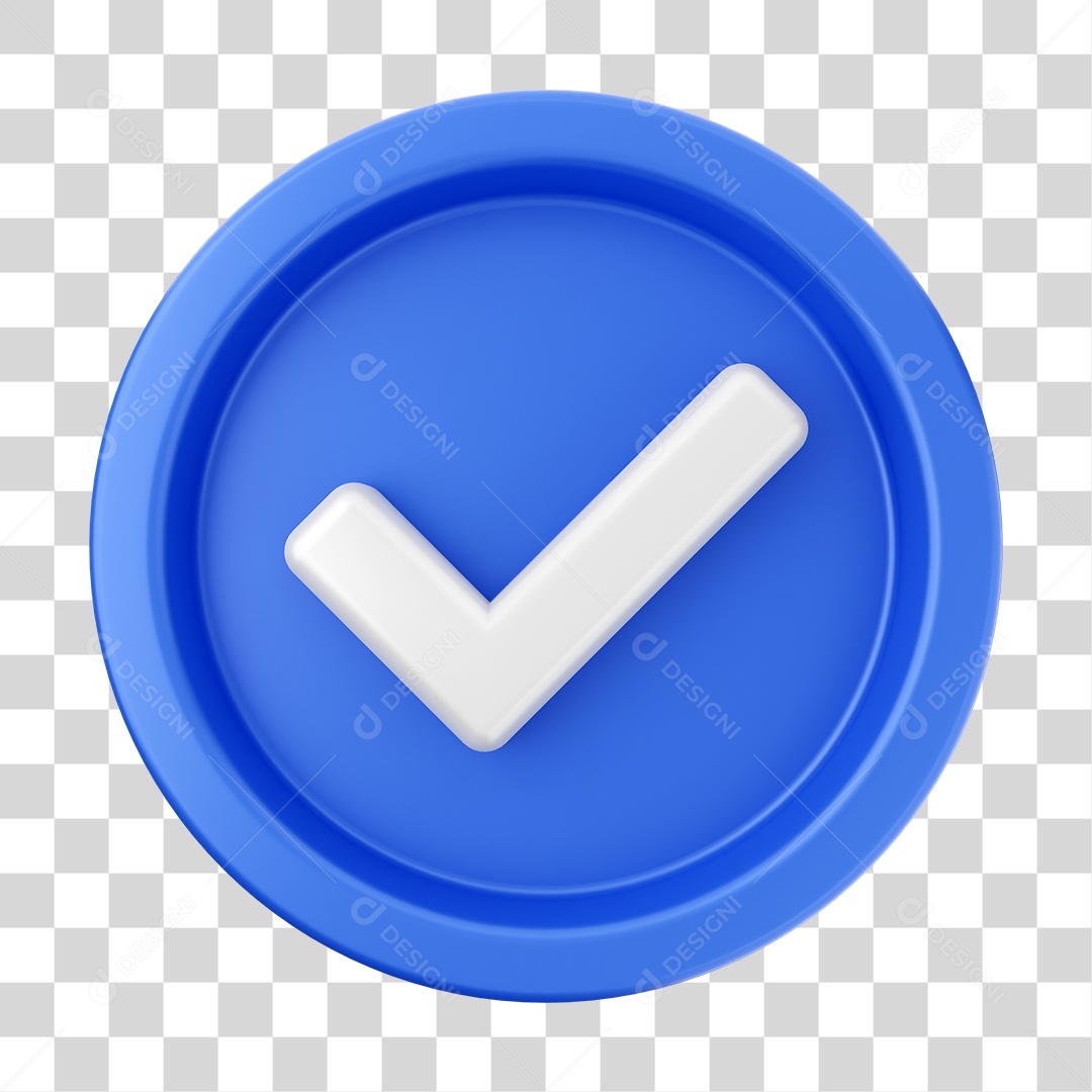 Elemento 3D Interface de Usuário Selo de Confirmação para Composição PNG Transparente