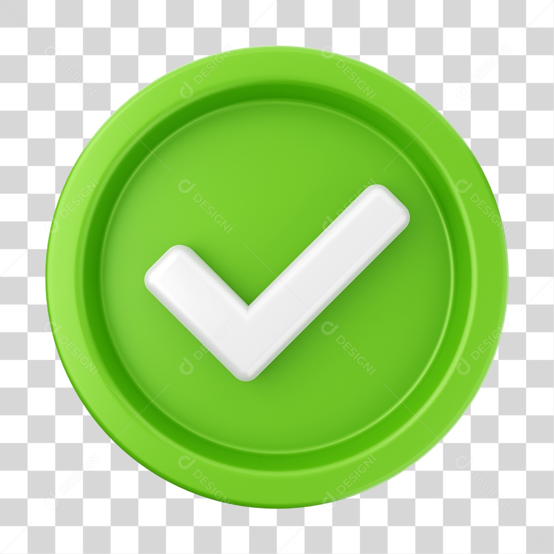 Elemento 3D Interface de Usuário Selo de Confirmação para Composição PNG Transparente