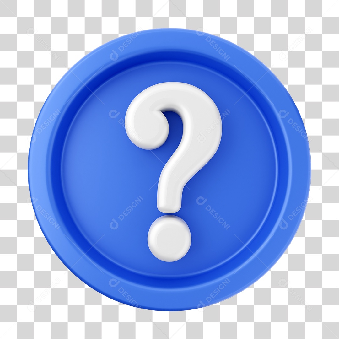 Elemento 3D Interface de Usuário Ponto de interrogação para Composição PNG Transparente