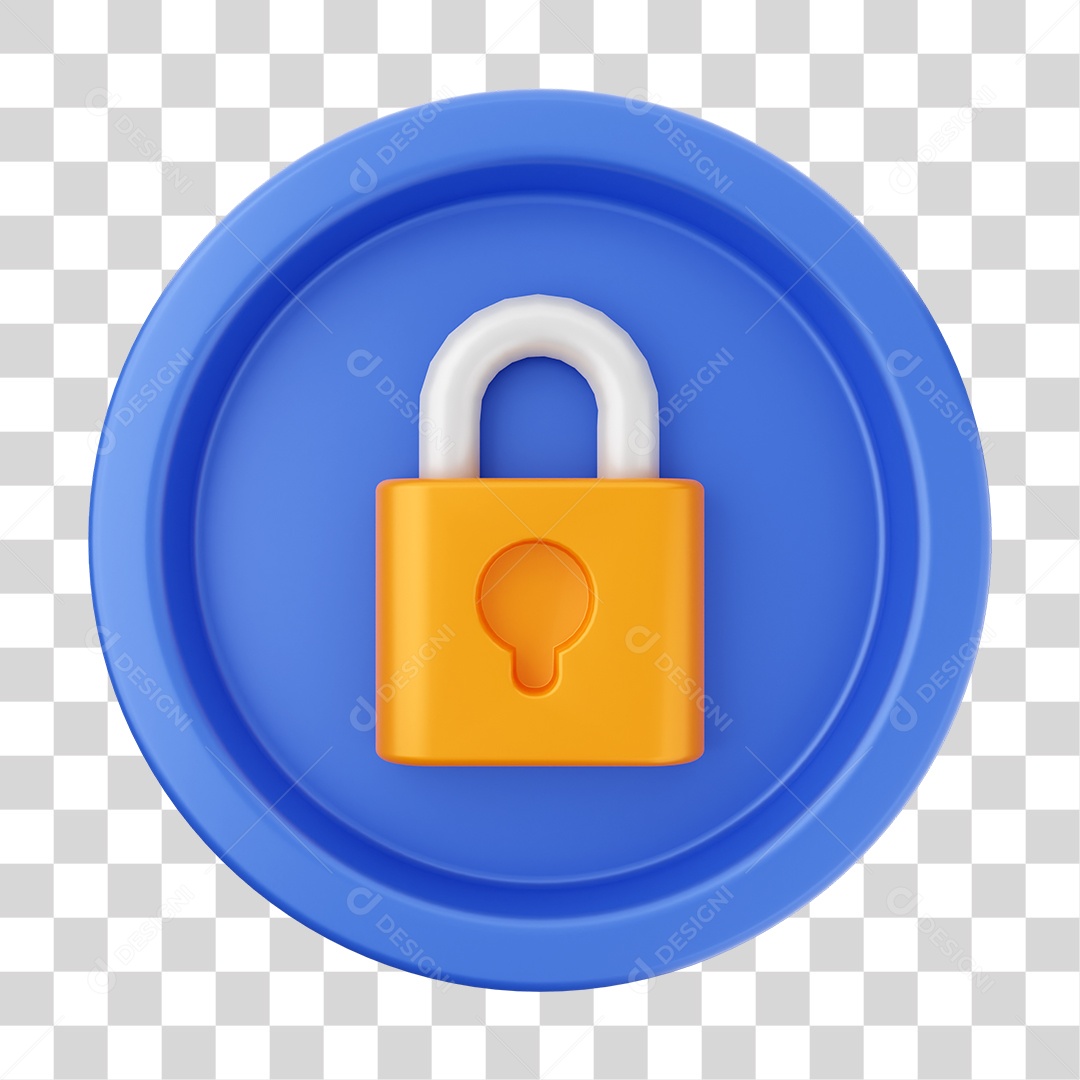 Elemento 3D Interface de Usuário Cadeado para Composição PNG Transparente