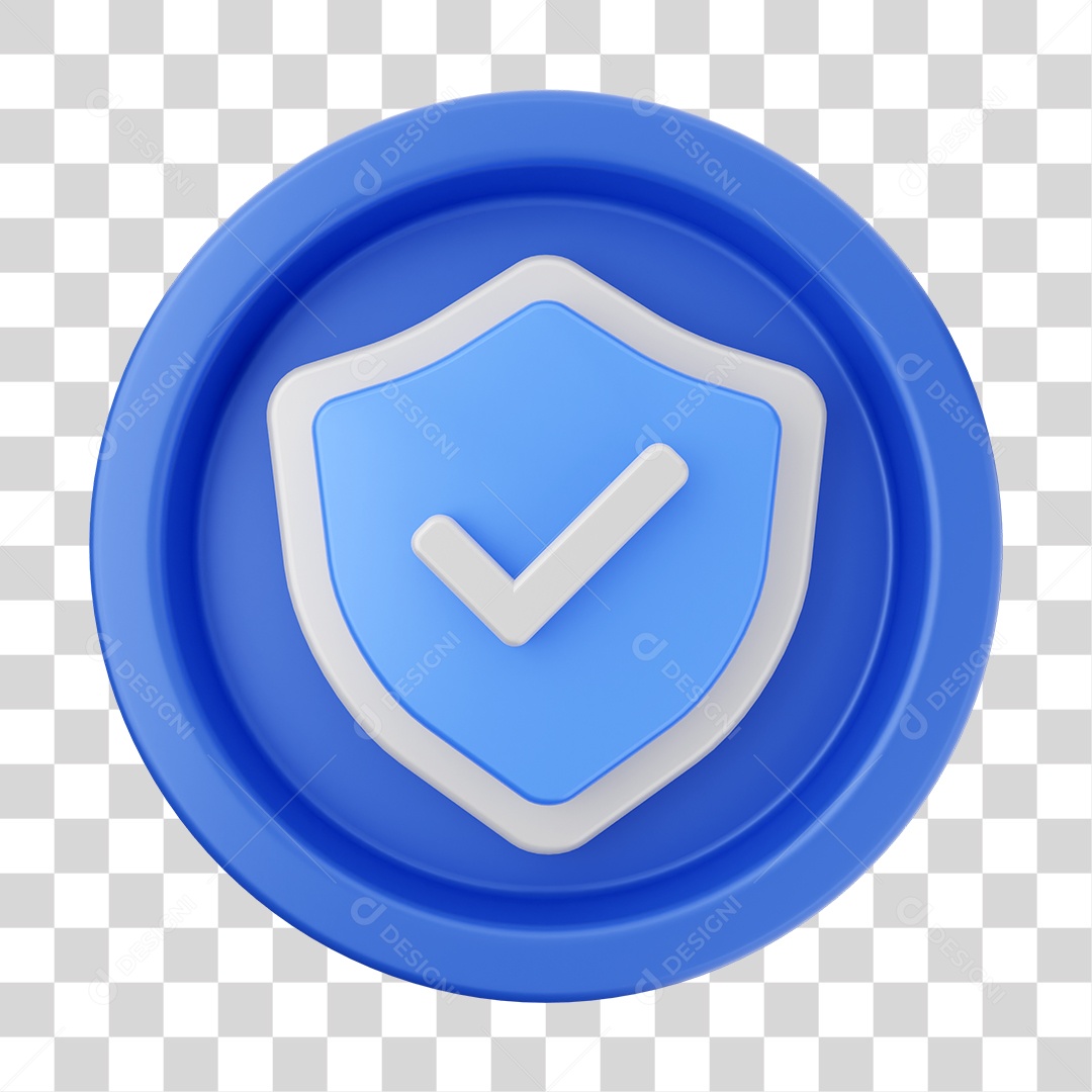 Elemento 3D Interface de Usuário Escudo para Composição PNG Transparente