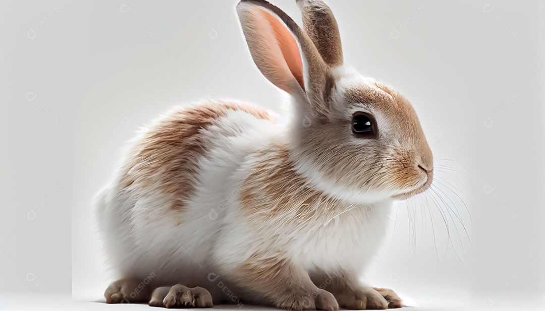 Coelho com fundo branco feliz páscoa