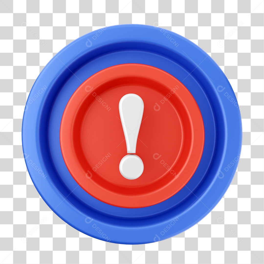Elemento 3D Interface de Usuário Sinal de Alerta para Composição PNG Transparente