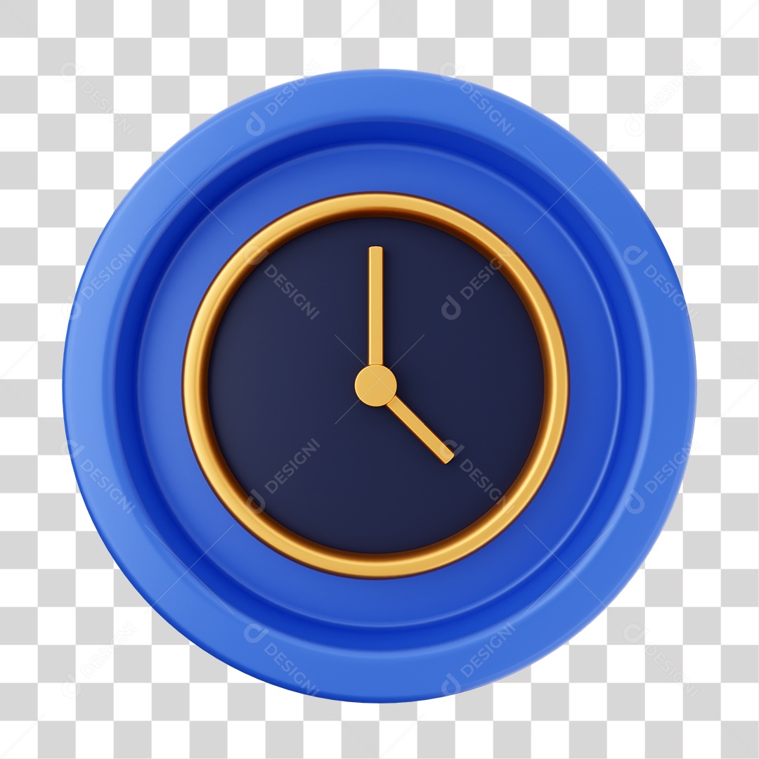 Elemento 3D Interface de Usuário Relógio para Composição PNG Transparente