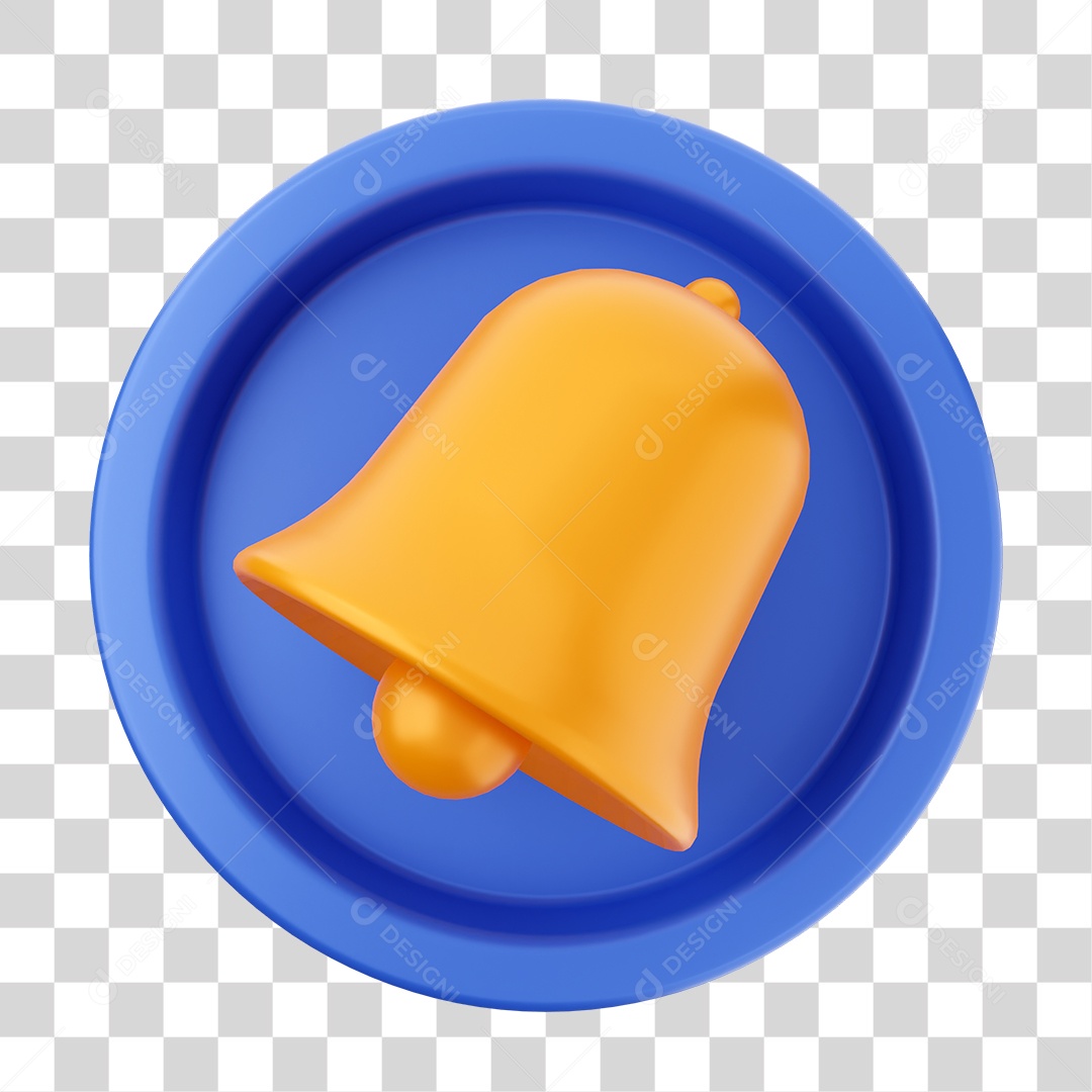 Elemento 3D Interface de Usuário Sino para Composição PNG Transparente