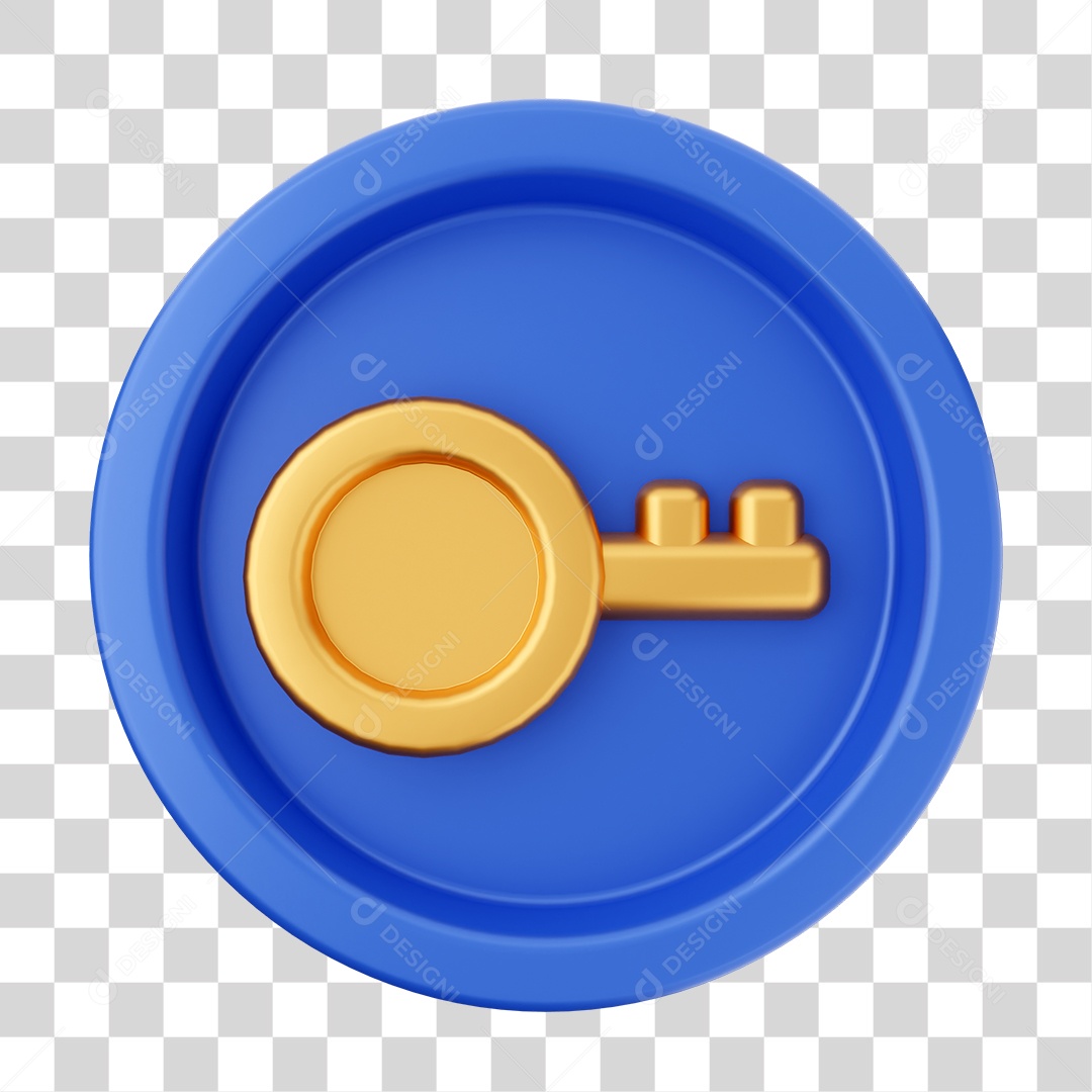 Elemento 3D Interface de Usuário Chave para Composição PNG Transparente