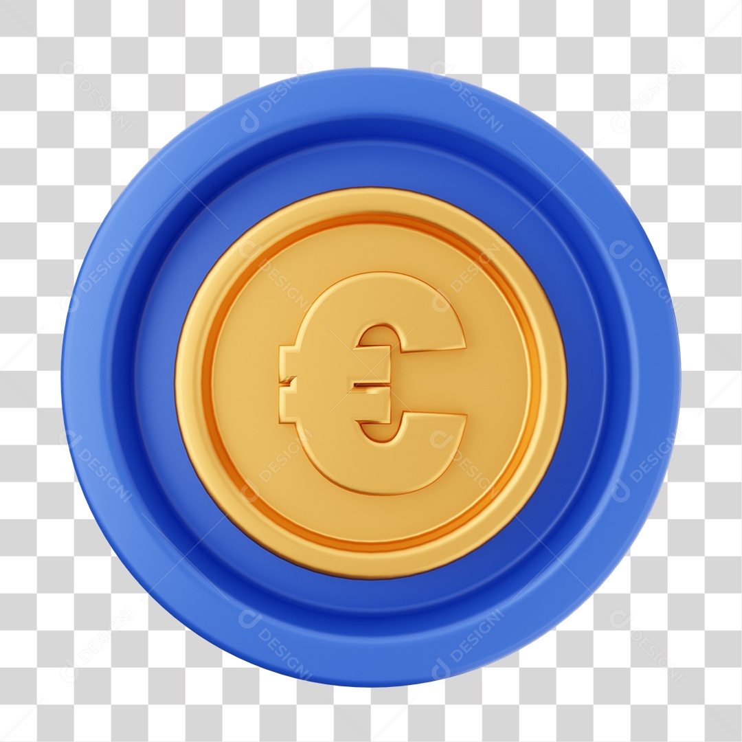 Elemento 3D Interface de Usuário Moeda Virtual para Composição PNG Transparente