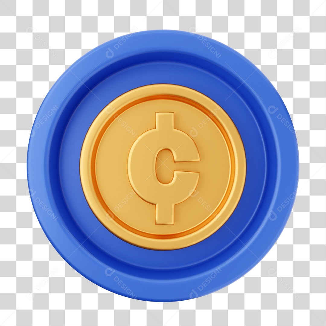 Elemento 3D Interface de Usuário Moeda Virtual para Composição PNG Transparente