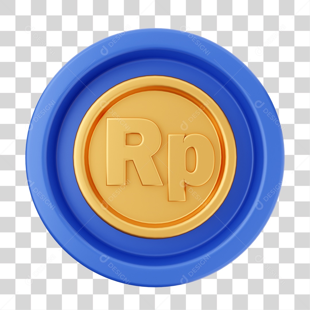 Elemento 3D Interface de Usuário Moeda Virtual para Composição PNG Transparente