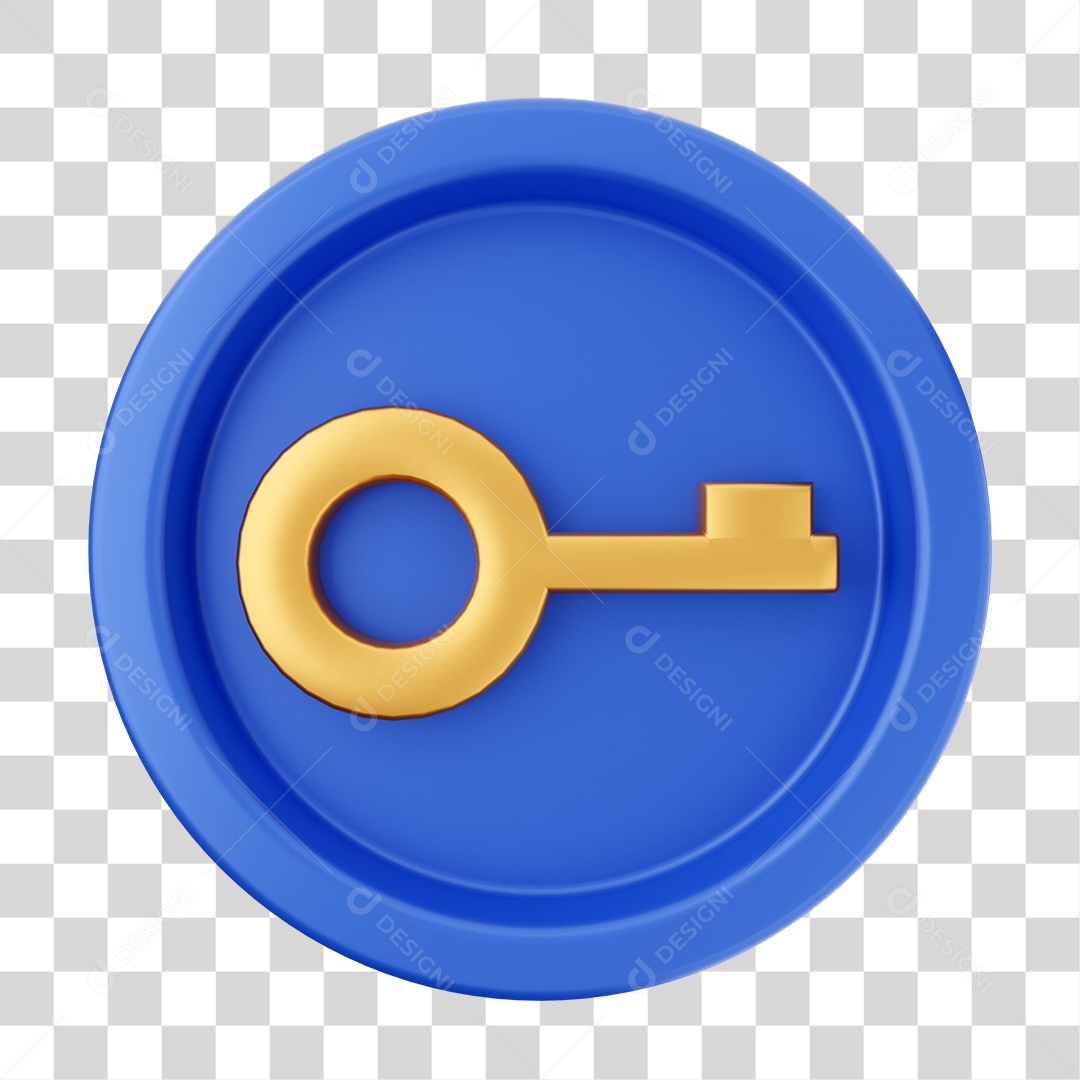Elemento 3D Interface de Usuário Chave para Composição PNG Transparente