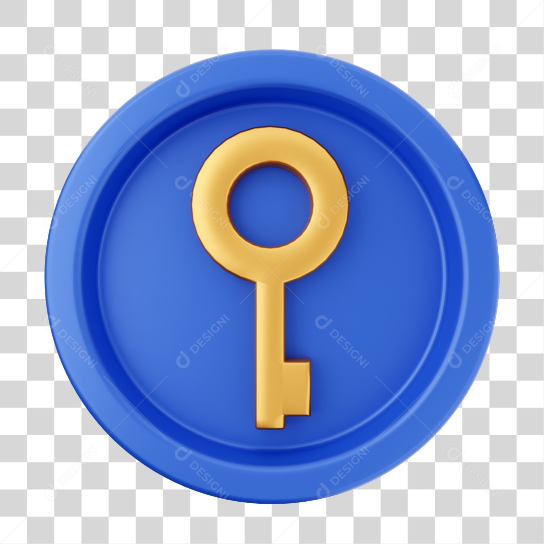 Elemento 3D Interface de Usuário Chave para Composição PNG Transparente