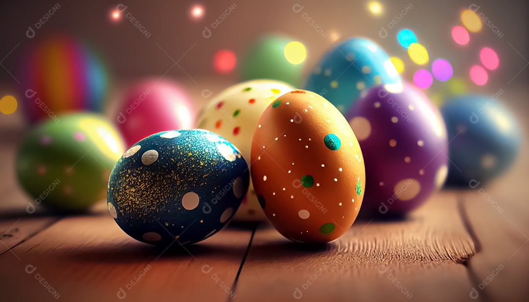 Ovo de Páscoa dourado. Decoração de ovos dourados e pretos. IA generativa. decoração de páscoa 3d realista