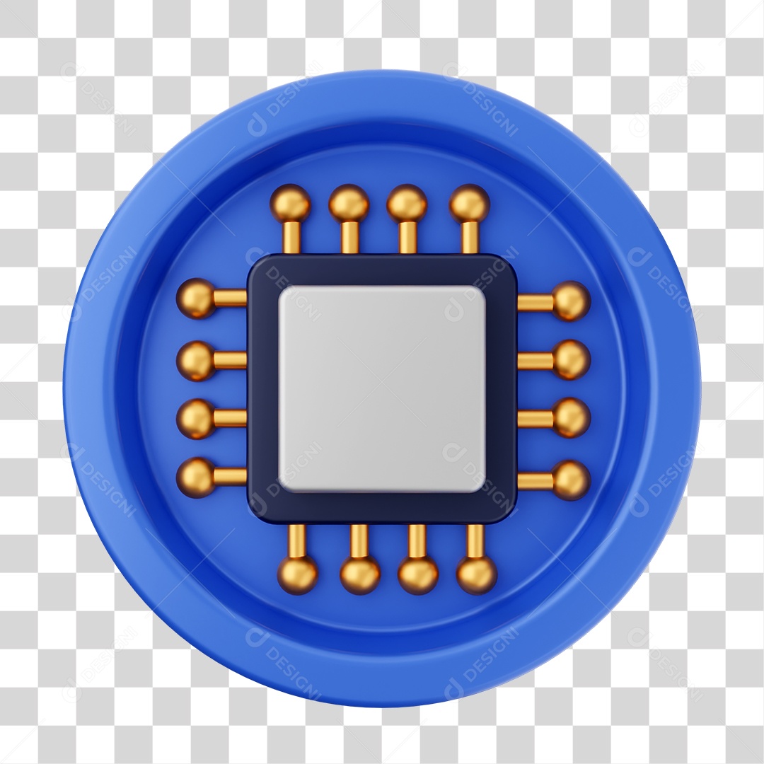 Elemento 3D Interface de Usuário Chip para Composição PNG Transparente