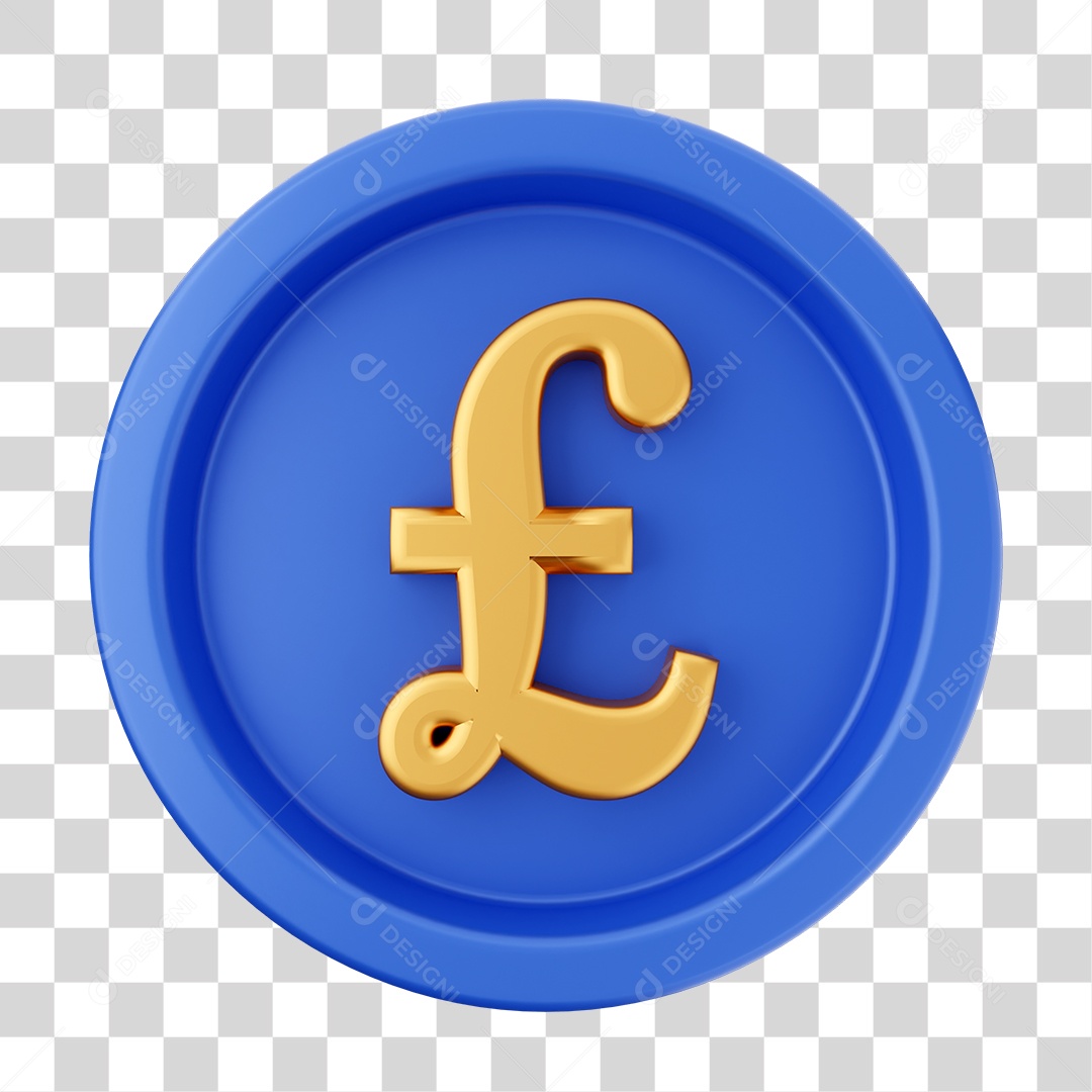Elemento 3D Interface de usuário Sigla Moeda Virtual para Composição PNG Transparente