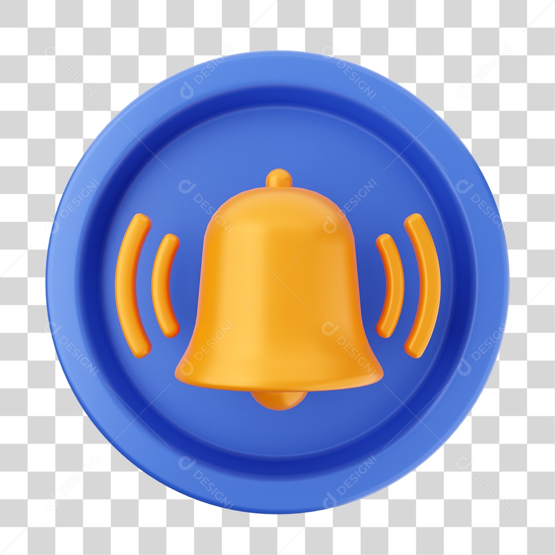 Elemento 3D Interface de usuário Sino para Composição PNG Transparente