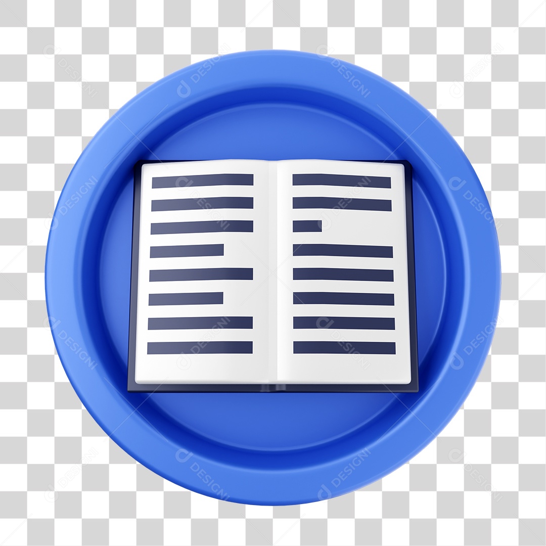 Elemento 3D Interface de usuário Livro para Composição PNG Transparente