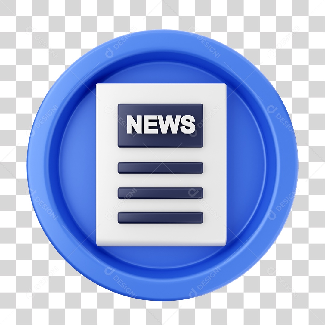 Elemento 3D Interface de usuário Jornal para Composição PNG Transparente