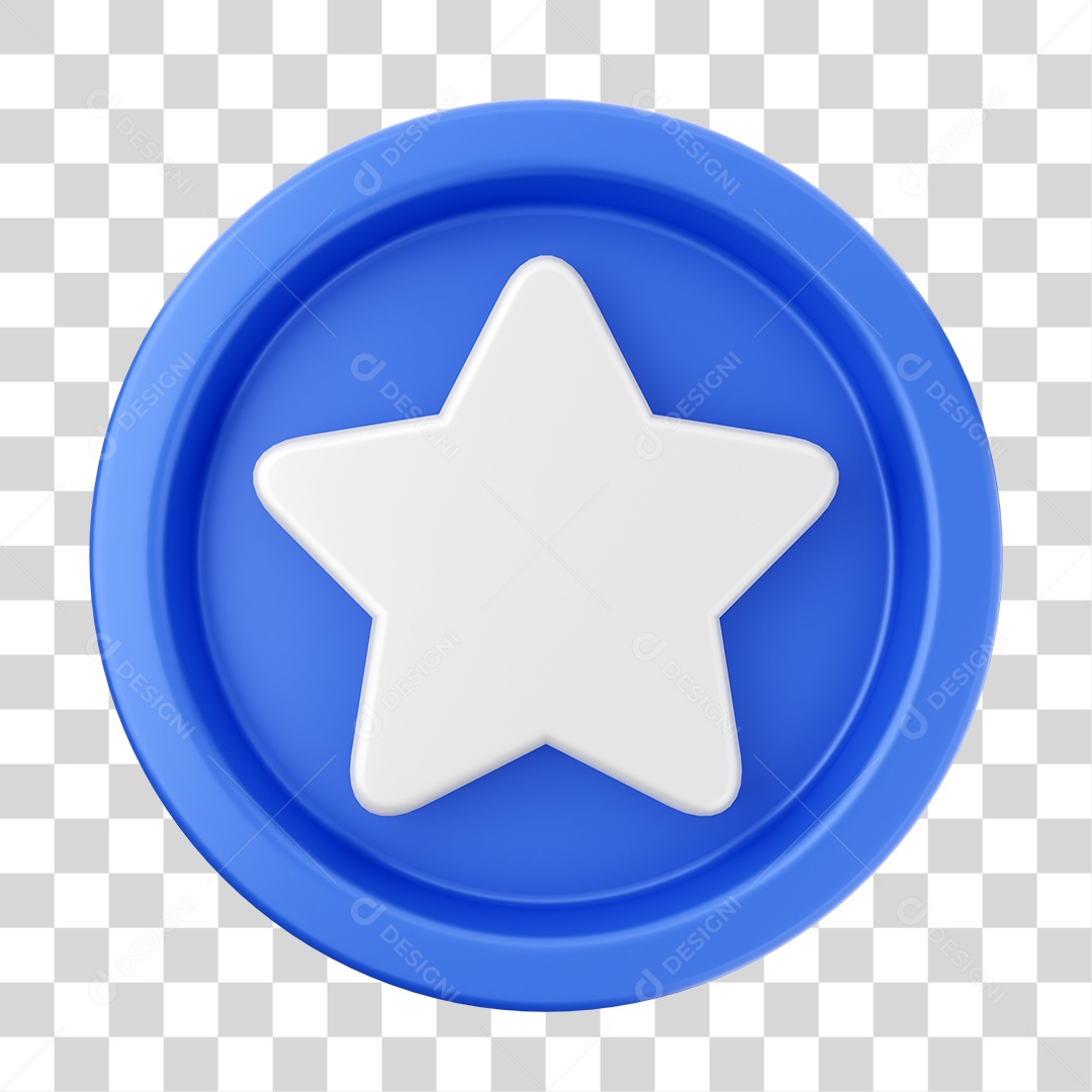 Elemento 3D Interface de usuário Estrela para Composição PNG Transparente