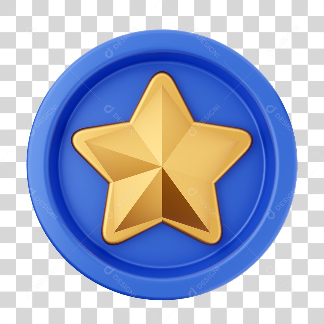 Elemento 3D Interface de usuário Estrela para Composição PNG Transparente