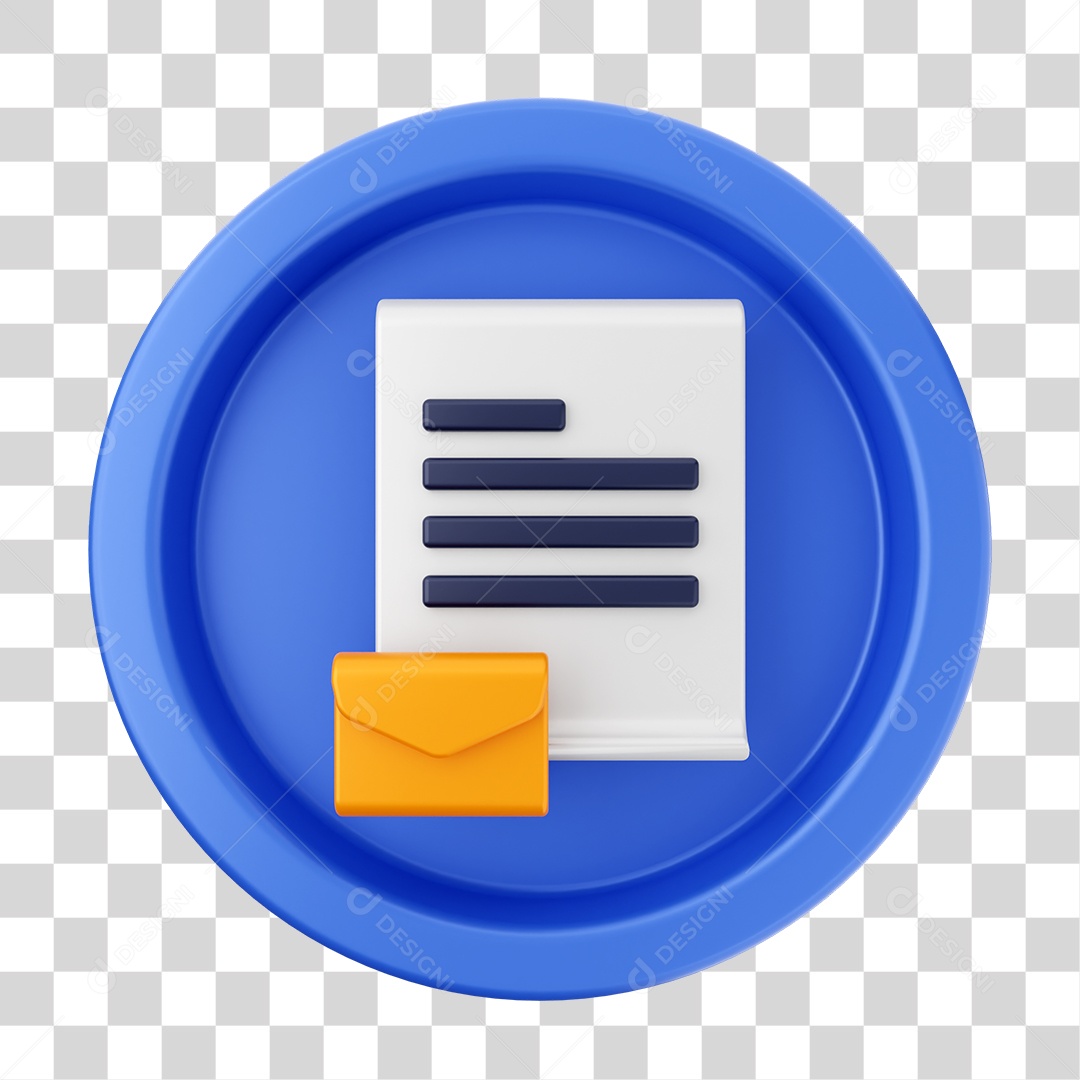 Elemento 3D Interface de usuário Papel Mensagem para Composição PNG Transparente