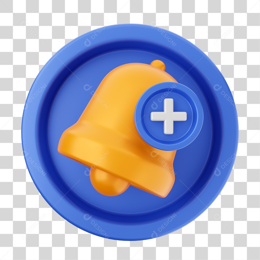 Elemento 3D Interface de usuário Sino para Composição PNG Transparente