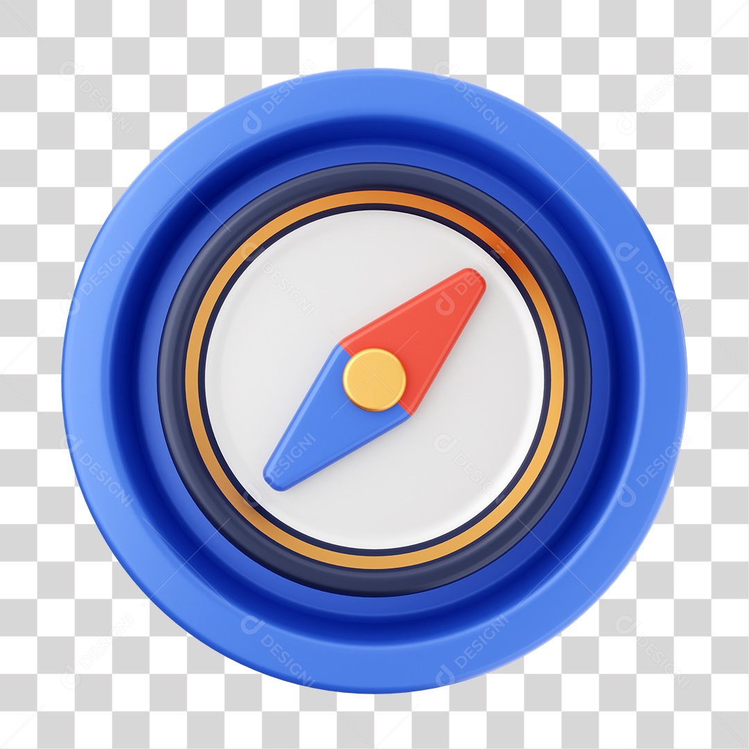 Elemento 3D Interface de usuário Bússola  para Composição PNG Transparente