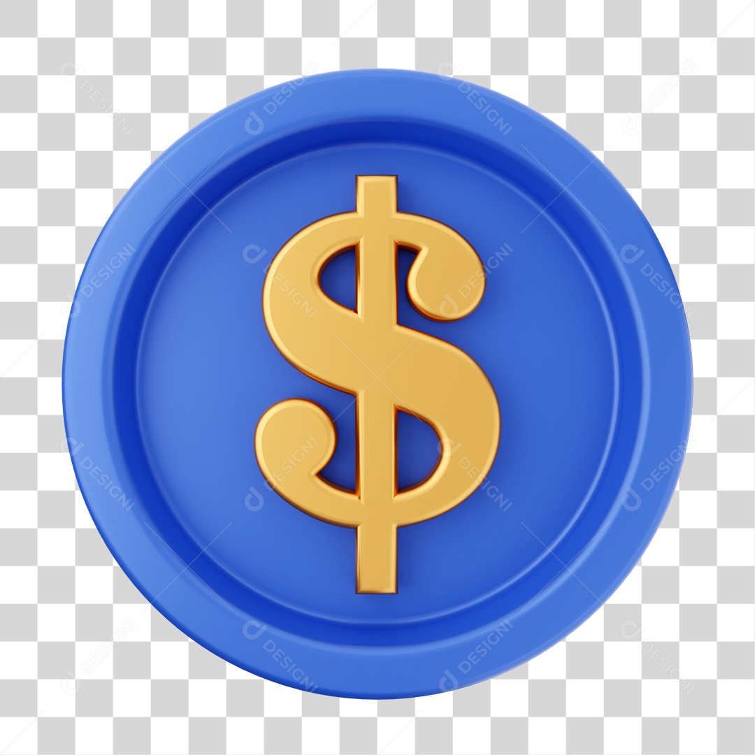 Elemento 3D Interface de usuário Moeda Virtual para Composição PNG Transparente