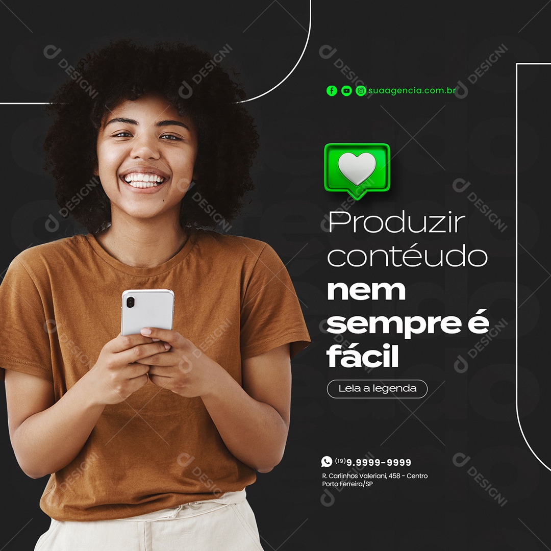 Produzir Contéudo nem Sempre é Fácil Agência de Publicidade Social Media PSD Editável