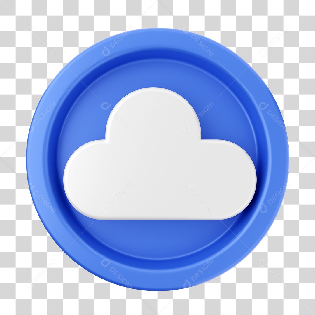 Elemento 3D Interface de usuário Nuvem para Composição PNG Transparente