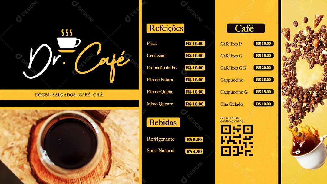 Modelo de Cardápio Cafeteria PSD Editável