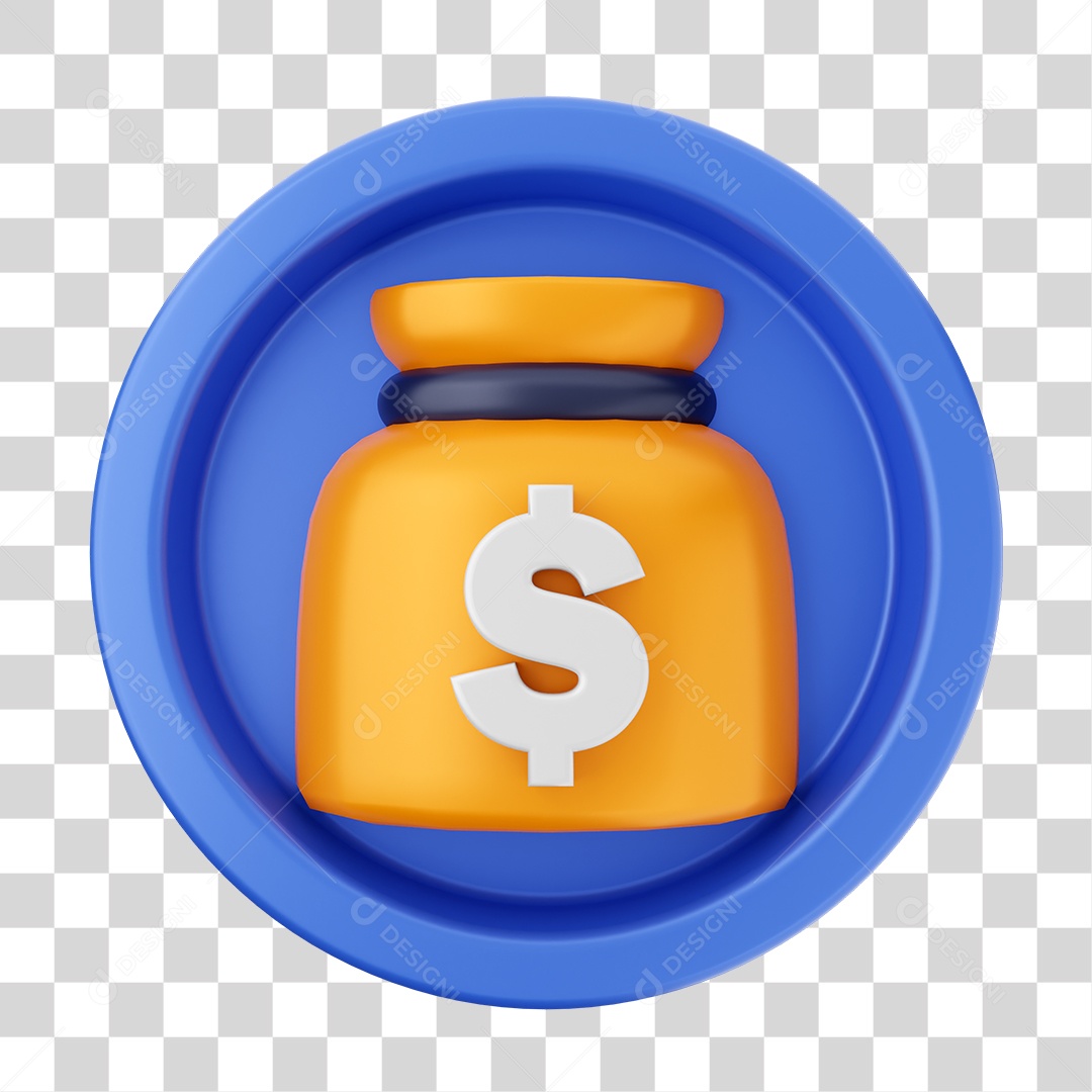 3D User Interface Money Element for Transparent PNG Composition