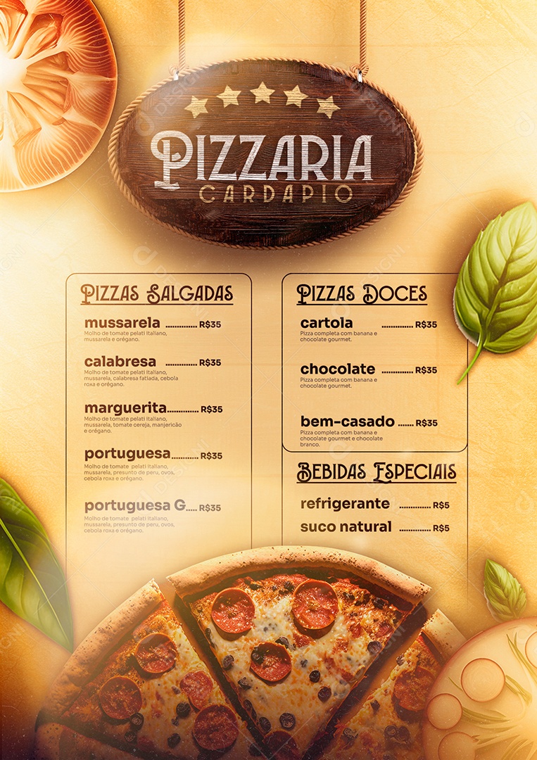 Modelo de Cardápio Pizzaria PSD Editável