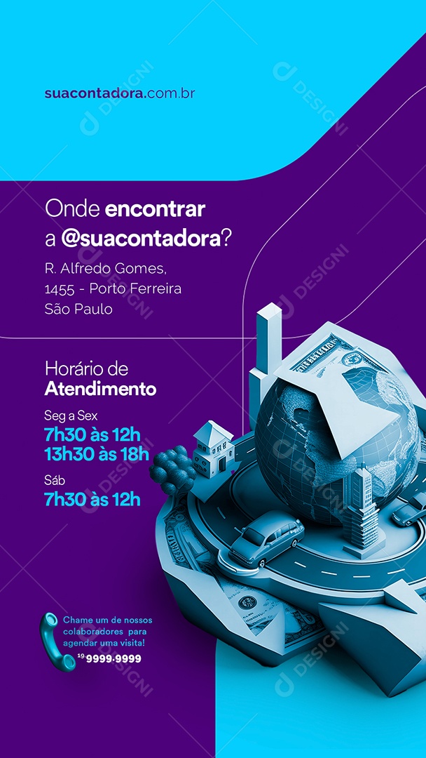 Story Onde Encontrar a Contabilidade Social Media PSD Editável