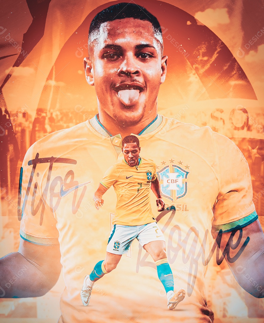 Jogador de Futebol Vitor Roque Seleção Brasileira Social Media PSD Editável