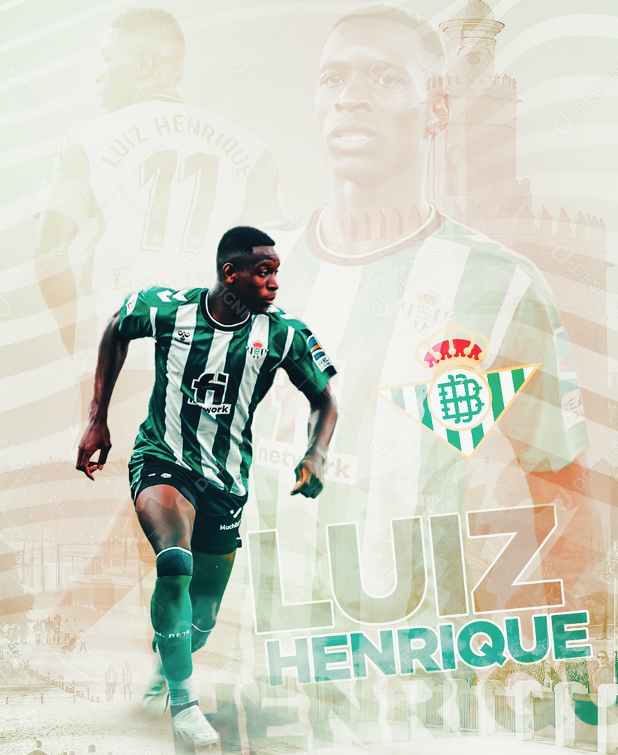 Jogador de Futebol Luiz Henrique Real Betis Social Media PSD Editável