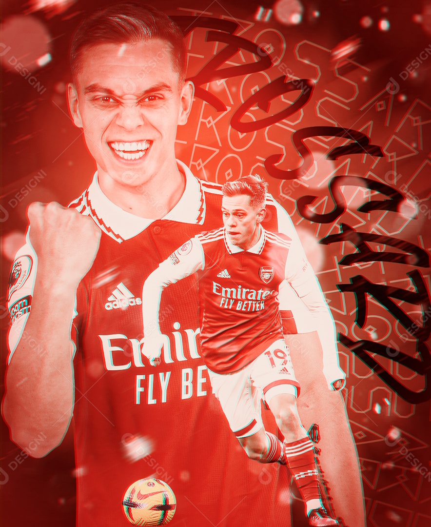 Jogador de Futebol Leandro Trossard Arsenal Social Media PSD Editável