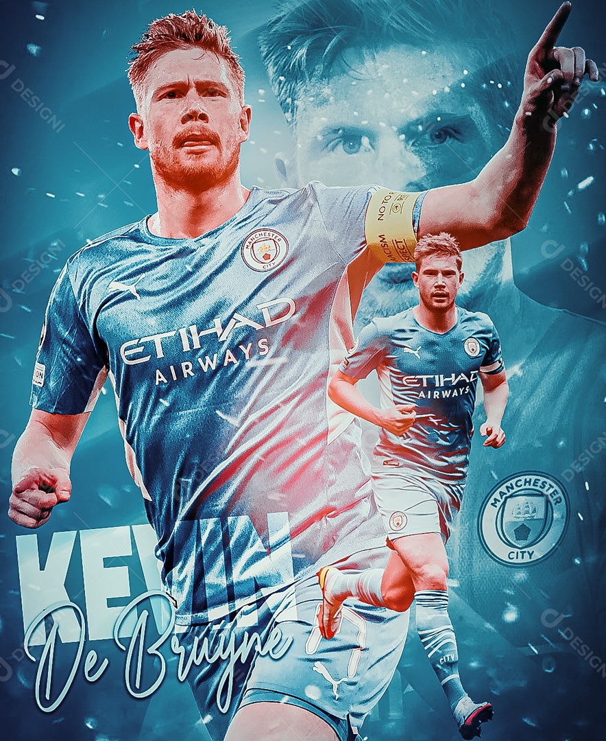 Jogador de Futebol Kevin De Bruyne Manchester City Social Media PSD Editável