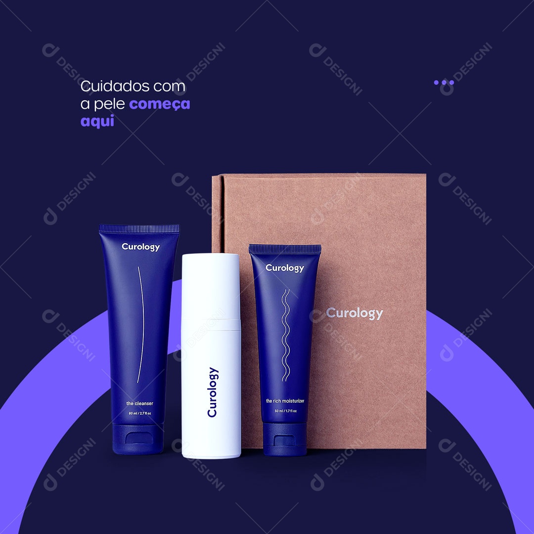 Cuidados Com a Pele Começa Aqui Produtos Dermocosméticos Social Media PSD Editável