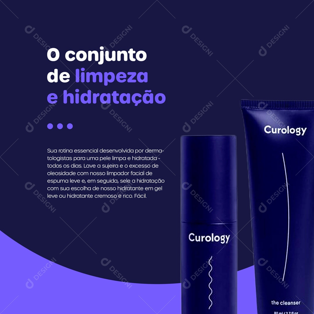 O Conjunto de Limpeza e Hidratação Produtos Dermocosméticos Social Media PSD Editável