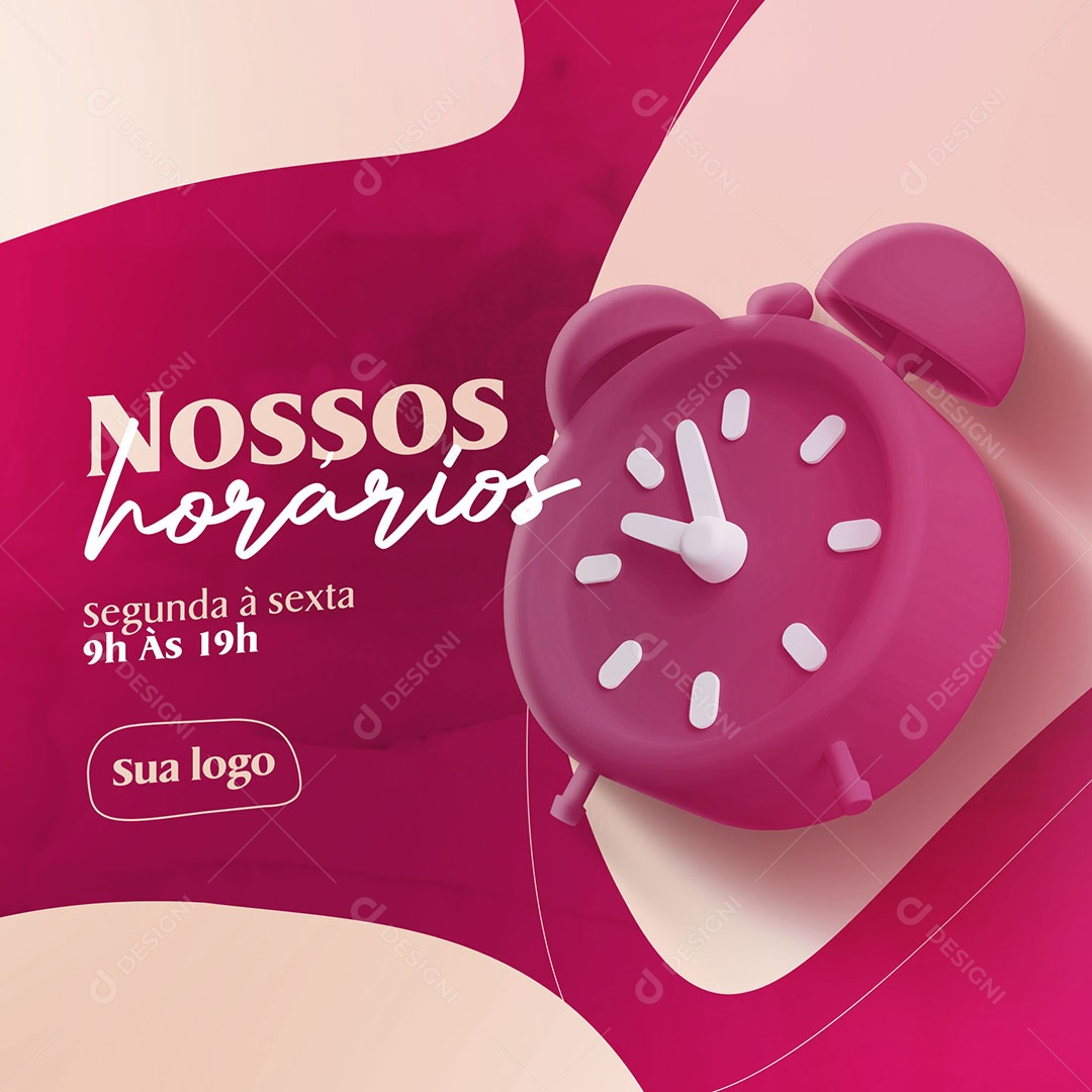 Nossos Horários Clínica de Estética Social Media PSD Editável